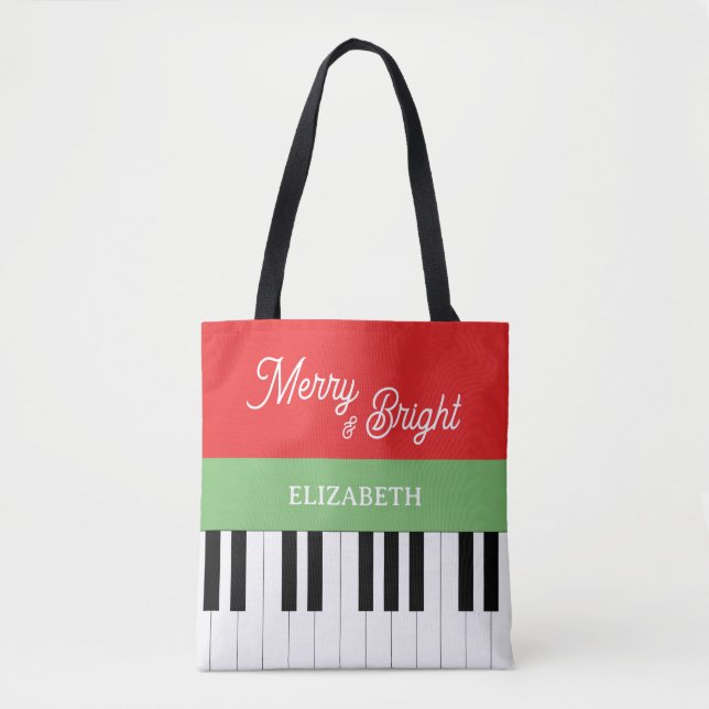 Bolso De Tela Navidades pianistas brillantes y merry de teclado  (Anverso)