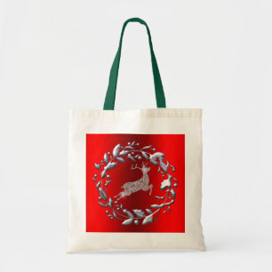 Bolso De Tela Navidades plateados guerreros y renos