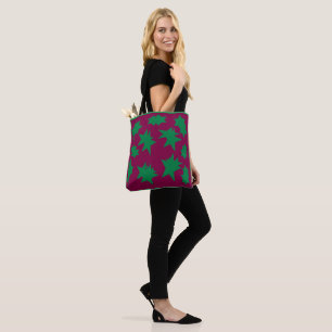 BOLSO DE TELA NAVIDADES PLUM WINE COLOR GREEN STARS
