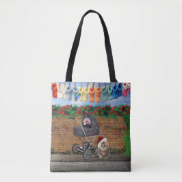 Bolso De Tela Navidades Polka-Dot Street Scene Art