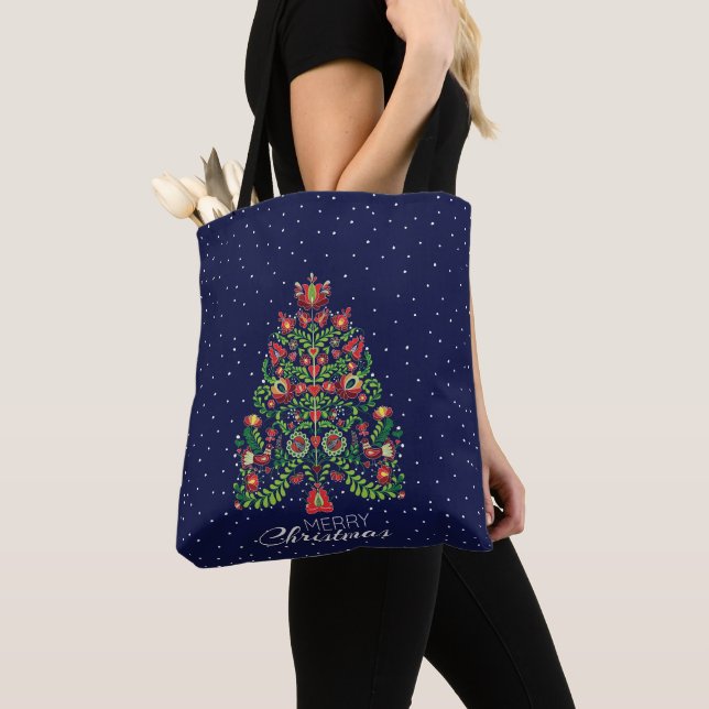 Bolso De Tela Navidades populares Blue Kalocsa Matyo (Detalle)