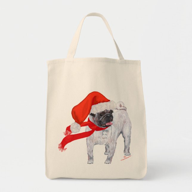 Bolso De Tela Navidades Pug (Frente)