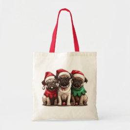 Bolso De Tela Navidades Pug Dogs