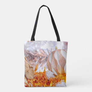 Bolso De Tela Navidades Purpurina de bolas rosadas y blancas