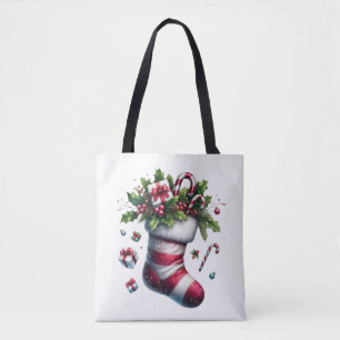 Bolso De Tela Navidades rebosantes de regalos y bastones de cant