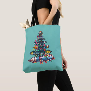 Bolso De Tela Navidades reflexivos Regalo de profesor, árbol de
