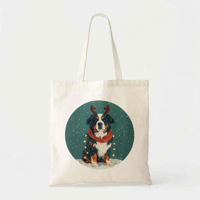 Bolso De Tela Navidades reno Perro de montaña Bernese (Frente)