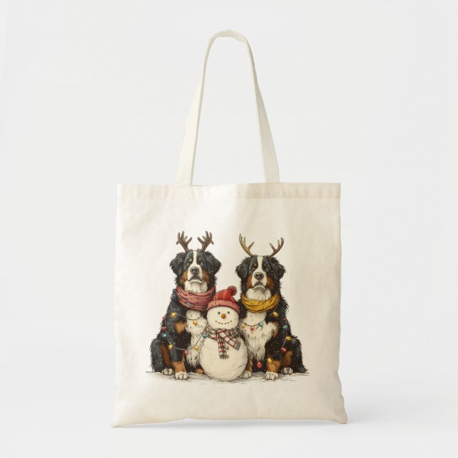 Bolso De Tela Navidades renos Perros de montaña Bernese (Frente)