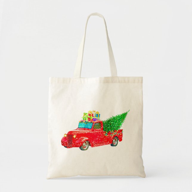 Bolso De Tela Navidades Retro Car Holiday (Frente)