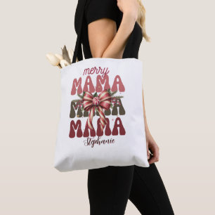 Bolso De Tela Navidades retro de alegre mamá personalizada arco