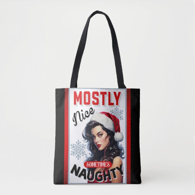 Bolso De Tela Navidades retro traviesos a veces traviesos pinup (Anverso)
