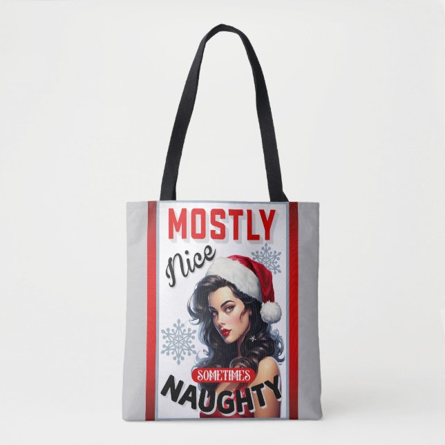 Bolso De Tela Navidades retro traviesos a veces traviesos pinup (Anverso)