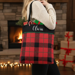 Bolso De Tela Navidades rojos, negros y verdes Personalizado de 