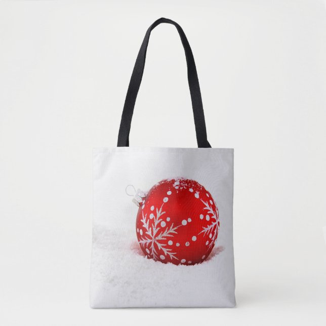 Bolso De Tela Navidades Rojos Pelean Con Snowflake (Anverso)