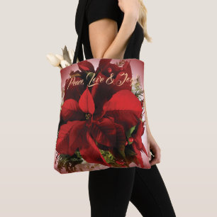 Bolso De Tela Navidades rojos Poinsettia Tote Bag
