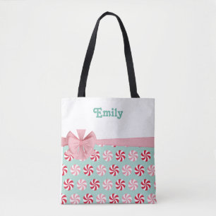 Bolso De Tela Navidades rosados y verdes personalizados con vain