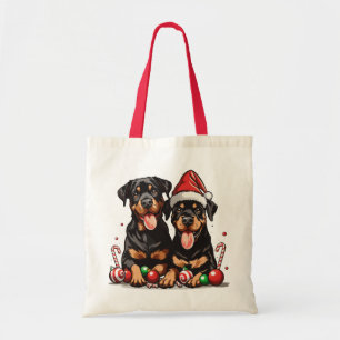 Bolso De Tela Navidades Rottweiler Dog Santa