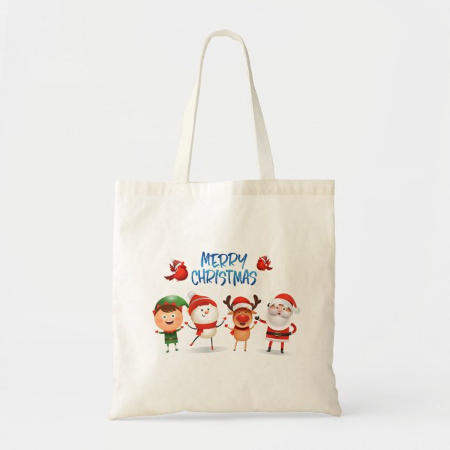 Bolso De Tela Navidades Rudolf El reno y sus amigos (Frente)