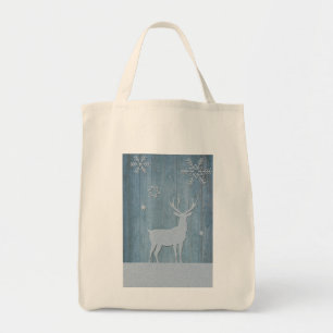 Bolso De Tela Navidades Rústicos De Los Renos De Madera Azul
