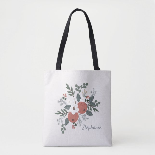 Bolso De Tela Navidades Rústicos Floral de Arte Popular (Anverso)