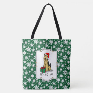 Bolso De Tela Navidades Santa Airedale Terrier HO HO Cute