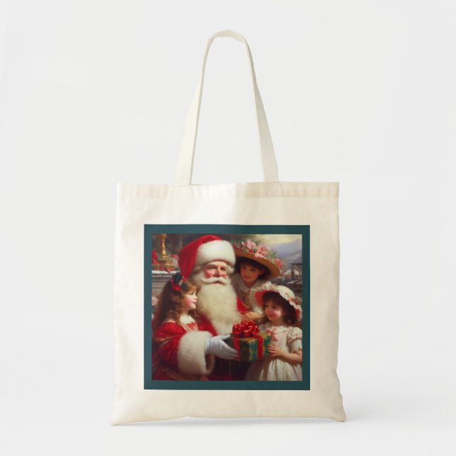 Bolso De Tela Navidades Santa con niños 1 (Frente)