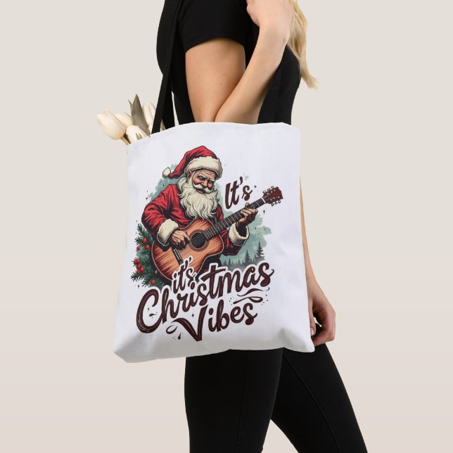 Bolso De Tela Navidades Santa Guitar Player - Rockin alrededor (Detalle)