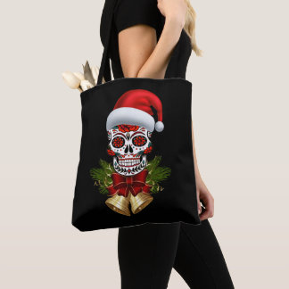 Bolso De Tela Navidades Santa Hat Day Of The Dead Sugar Skull