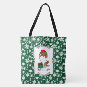 Bolso De Tela Navidades Santa Hat Shetland Sheepdog (estable) Cu