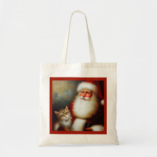 Bolso De Tela Navidades Santa y un gato 2