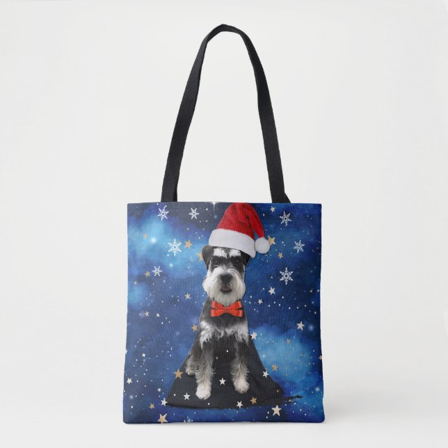 Bolso De Tela Navidades Schnauzer (Anverso)