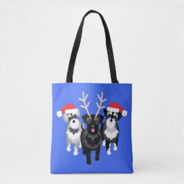 Bolso De Tela Navidades Schnauzers Blue