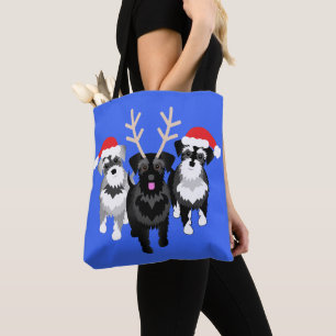 Bolso De Tela Navidades Schnauzers Blue