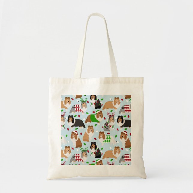 Bolso De Tela Navidades Sheltie Shetland Sheepdog Tote Bag (Frente)