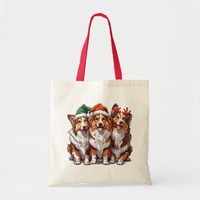 Bolso De Tela Navidades Shetland Sheepdogs (Frente)