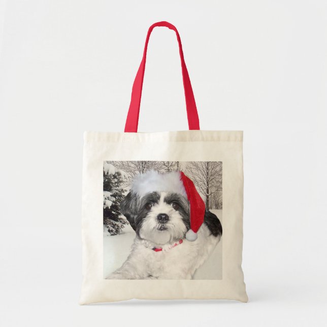 Bolso De Tela Navidades Shih Tzu (Frente)