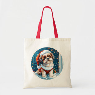 Bolso De Tela Navidades Shih Tzu Santa Dog