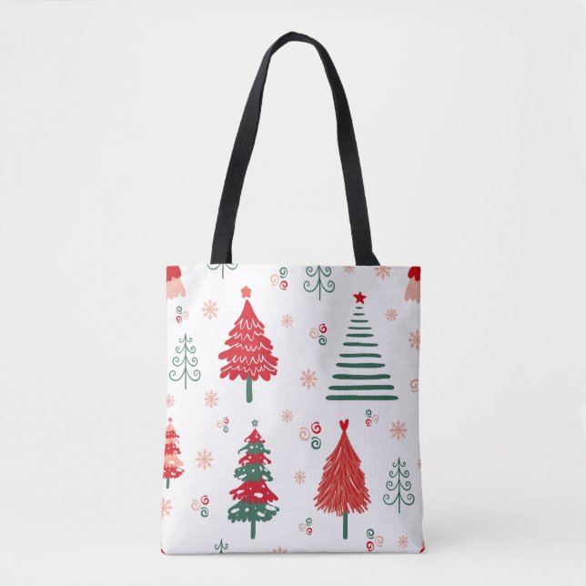 Bolso De Tela Navidades singulares del patrón de árbol escandina (Anverso)