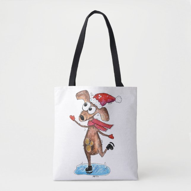 Bolso De Tela Navidades singulares haciendo patines de hielo (Anverso)