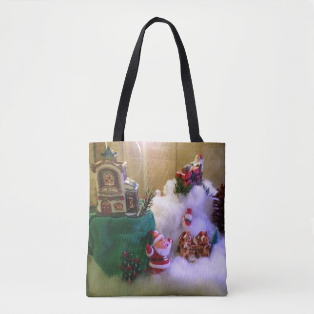 Bolso De Tela Navidades Snow Village Terrarium AllOverPrint Tote (Anverso)