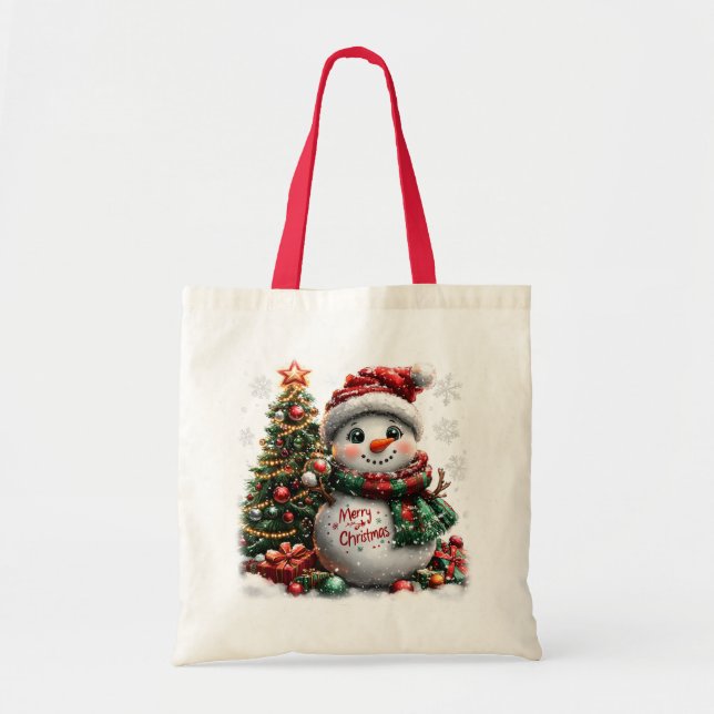 Bolso De Tela Navidades Snowman (Frente)