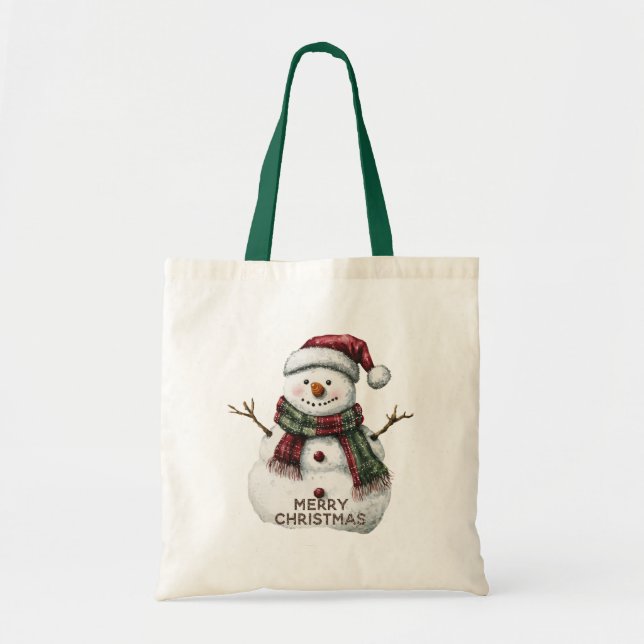 Bolso De Tela Navidades Snowman (Frente)