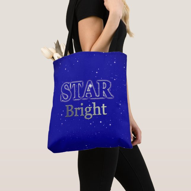 Bolso De Tela Navidades Star Word Arte Azul y Plata (Detalle)