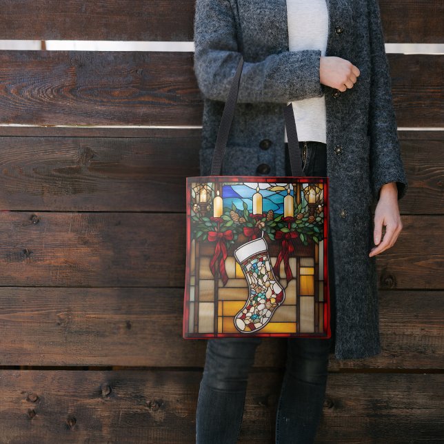 Bolso De Tela Navidades Stocking Faux Staines Glass (Subido por el creador)