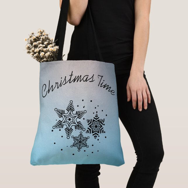 Bolso De Tela Navidades Time Snowflakes Pattern Tote Bag (Detalle)