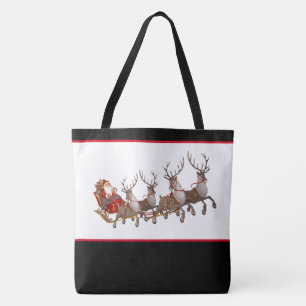 Bolso De Tela Navidades Tote Bag Santa y Sleigh