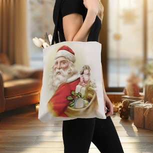 Bolso De Tela Navidades Tote Bag Vintage Santa Clause Retro Xmas