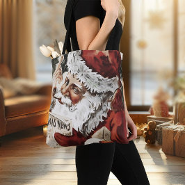 Bolso De Tela Navidades Tote Bag Vintage Santa Clause Retro Xmas