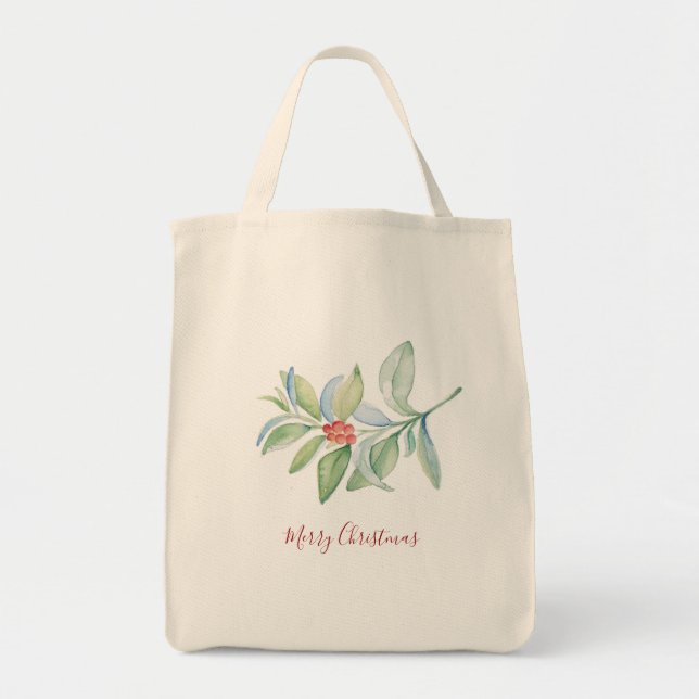 Bolso De Tela Navidades Tote Bags Bags Berries Rojas Botánicas (Frente)