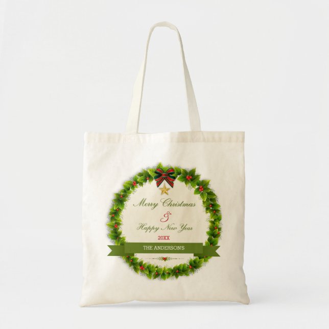 Bolso De Tela Navidades tradicionales coronaron el ilustracion (Frente)